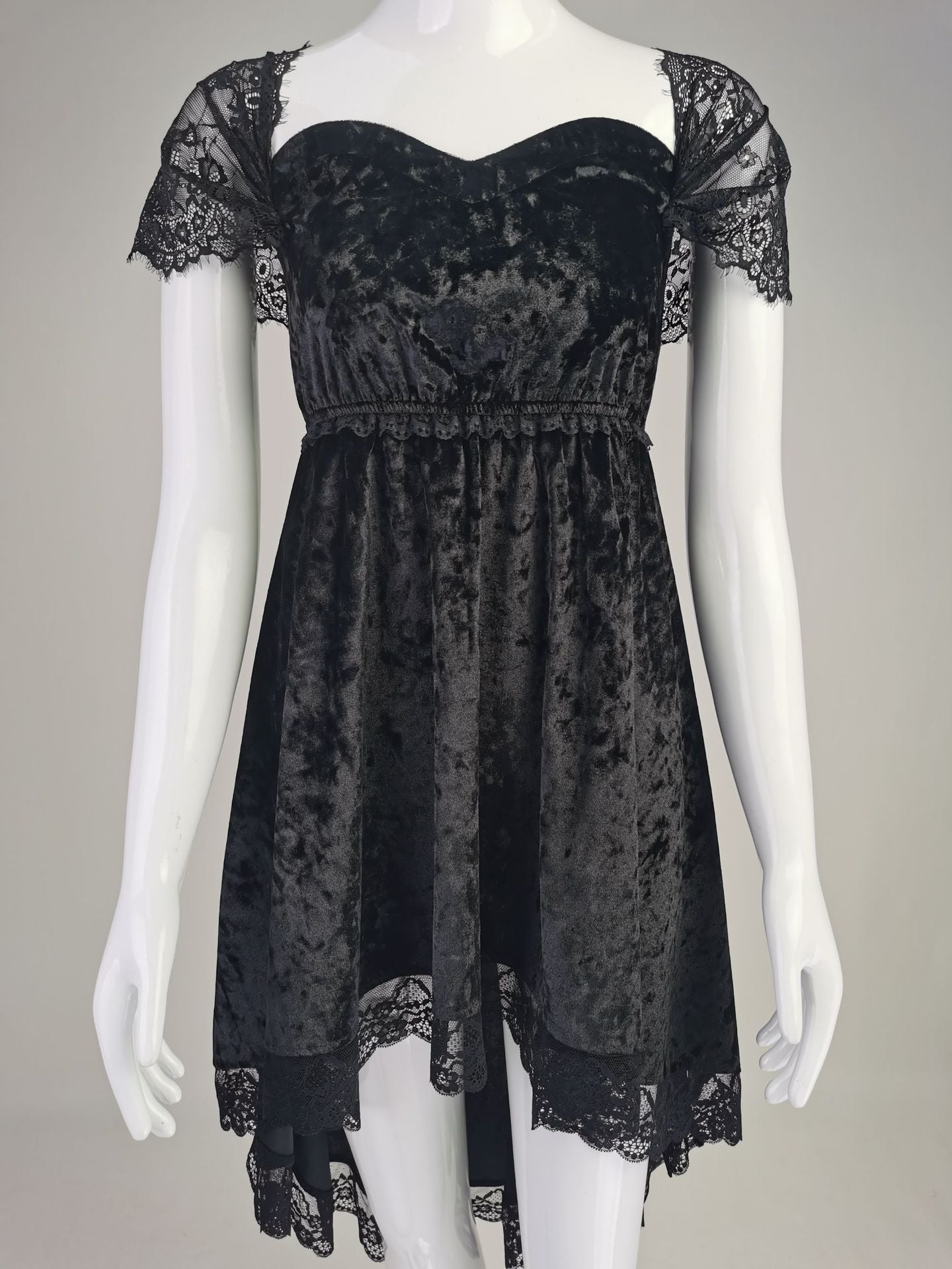 Pullover High-Low Mid Waist Swing Lace Dress