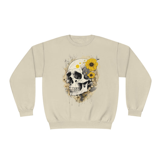 Yellow Floral Skull Unisex NuBlend® Crewneck Sweatshirt