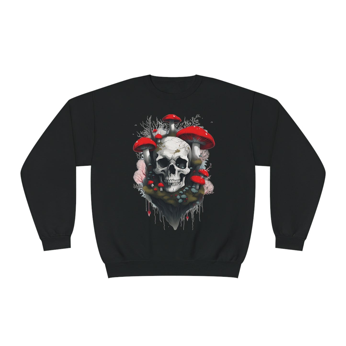 Mushrooms and Mossy Skull Unisex NuBlend® Crewneck Sweatshirt