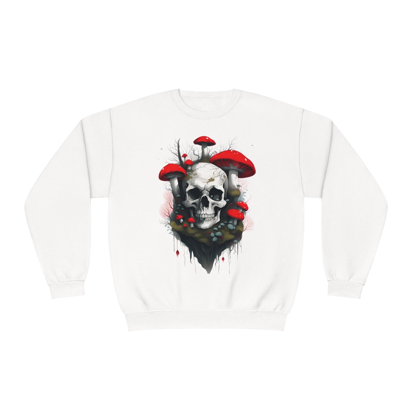 Mushrooms and Mossy Skull Unisex NuBlend® Crewneck Sweatshirt