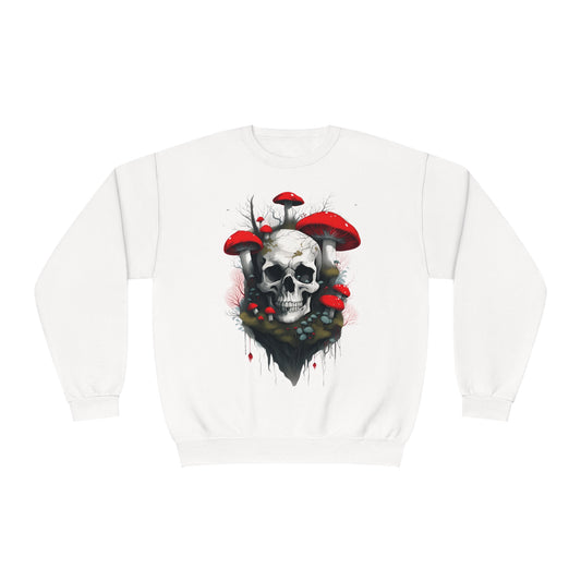 Mushrooms and Mossy Skull Unisex NuBlend® Crewneck Sweatshirt