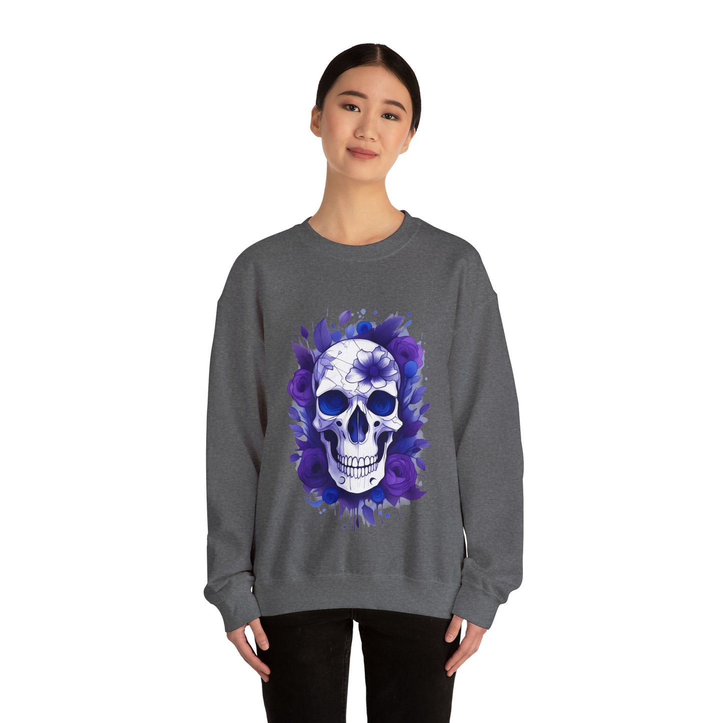 Skull and Flowers Unisex Heavy Blend™ Crewneck Sweatshirt