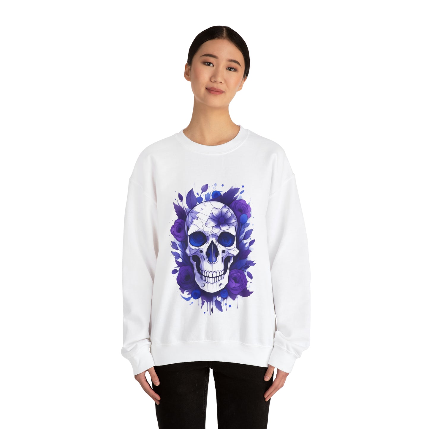 Skull and Flowers Unisex Heavy Blend™ Crewneck Sweatshirt