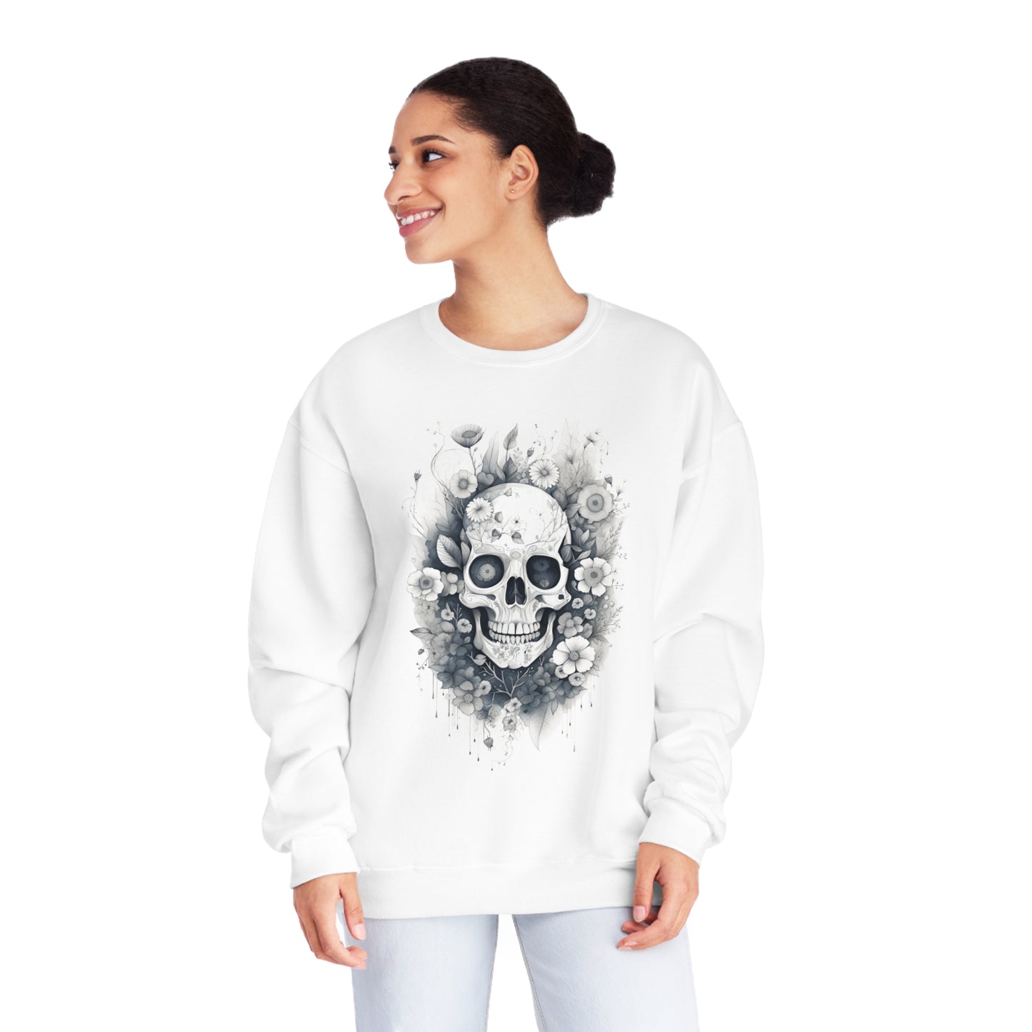 Floral Skull Unisex NuBlend® Crewneck Sweatshirt