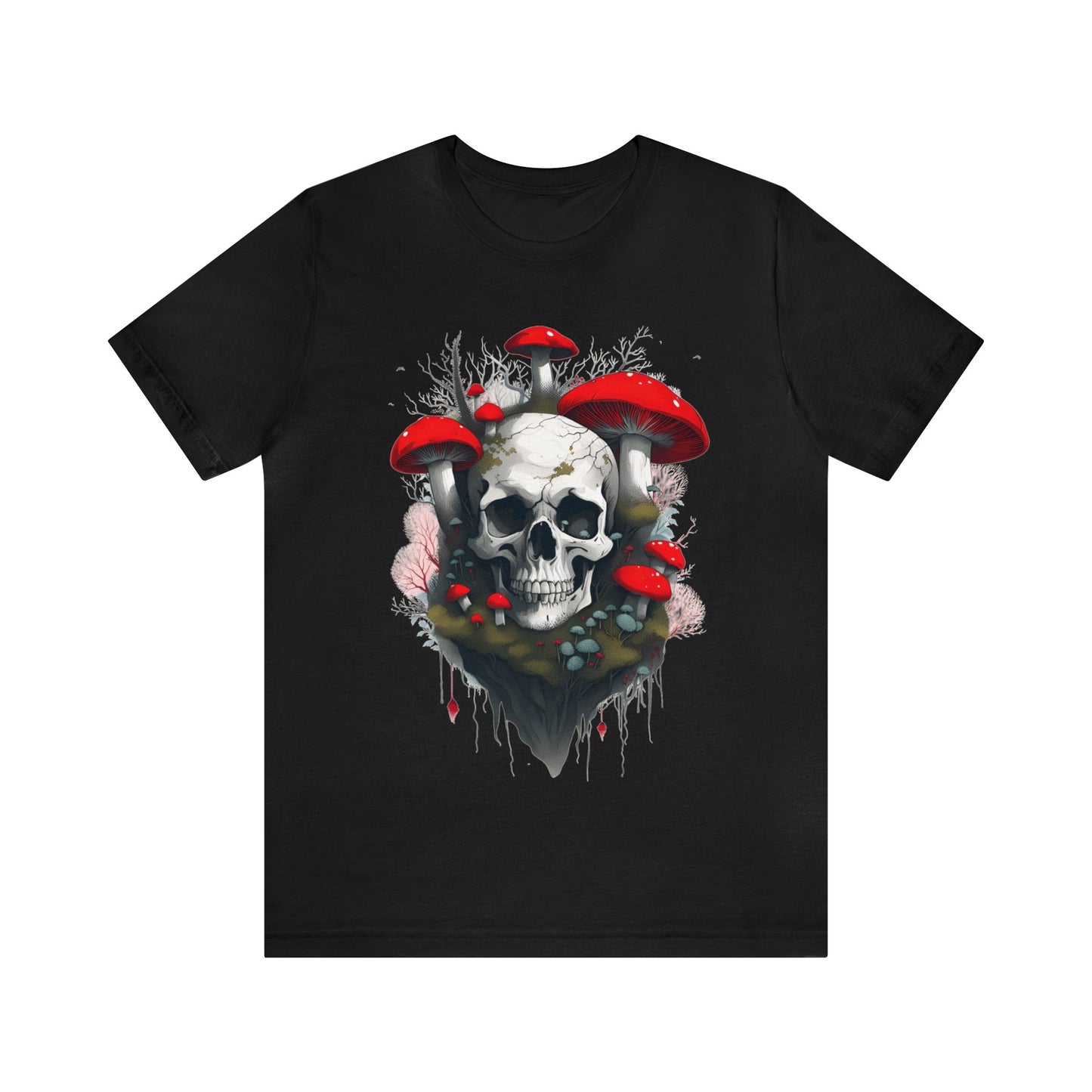 Mushrooms and Mossy Skull Unisex Jersey Short Sleeve Tee