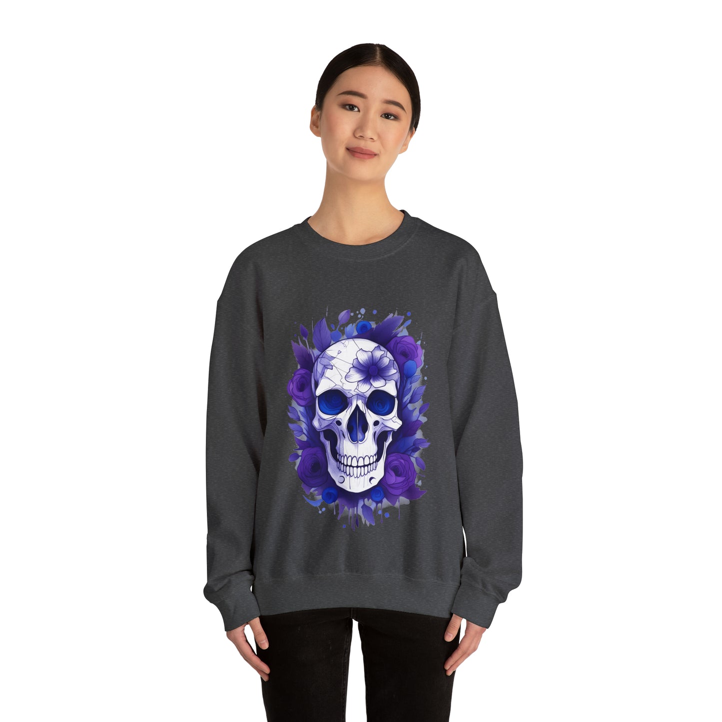 Skull and Flowers Unisex Heavy Blend™ Crewneck Sweatshirt