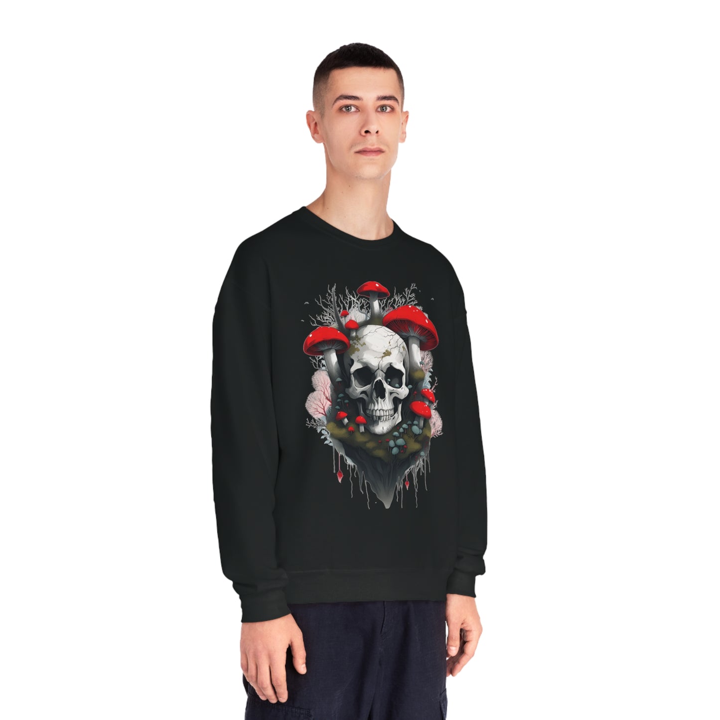 Mushrooms and Mossy Skull Unisex NuBlend® Crewneck Sweatshirt