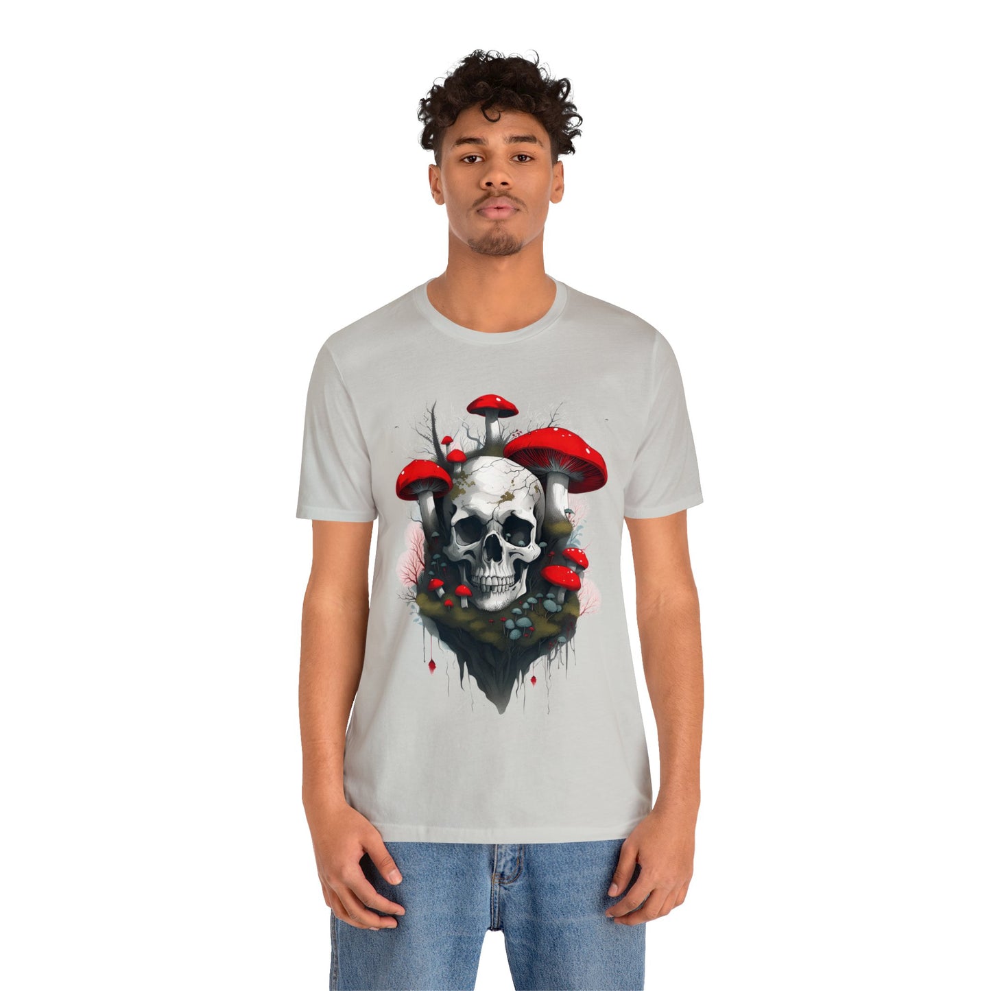 Mushrooms and Mossy Skull Unisex Jersey Short Sleeve Tee