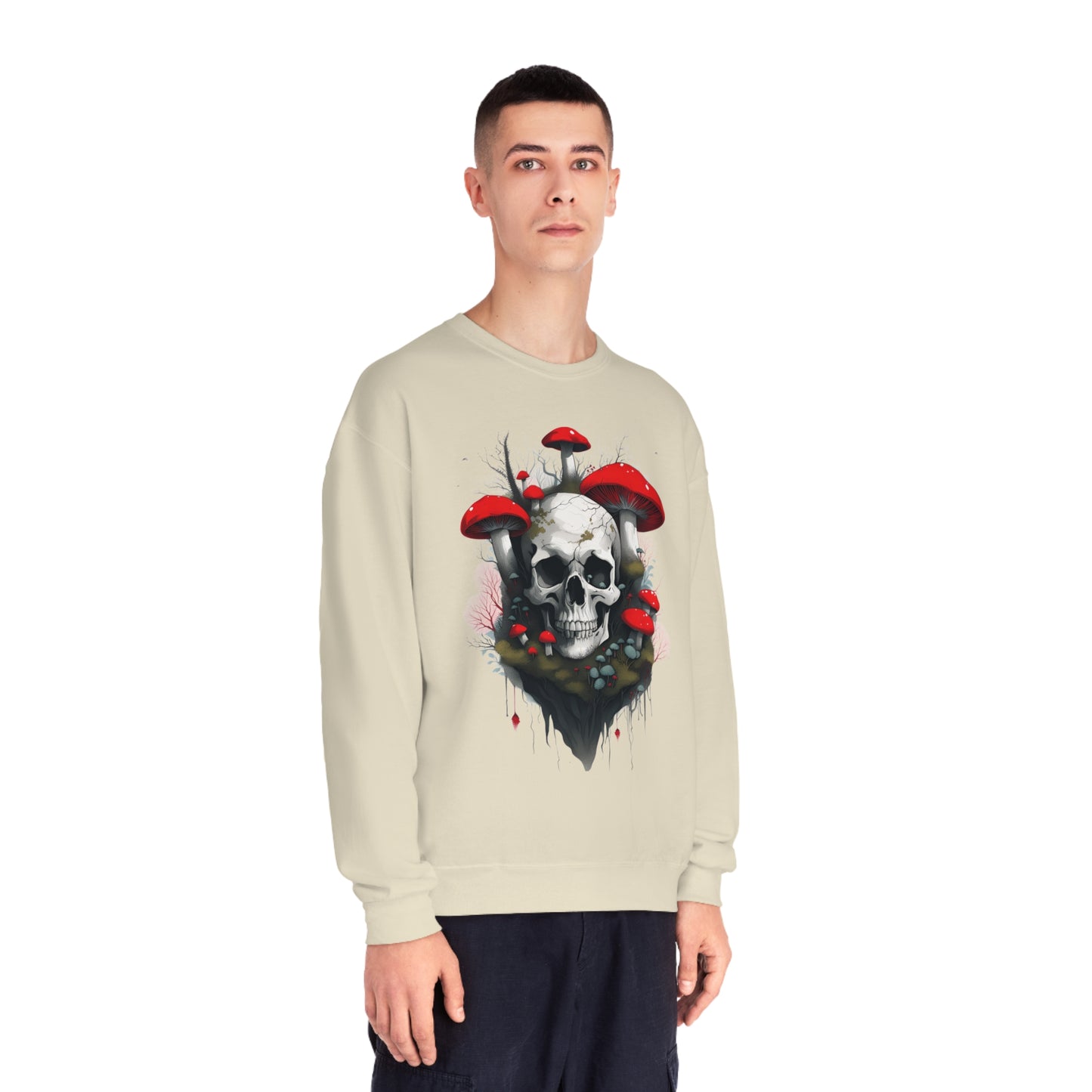 Mushrooms and Mossy Skull Unisex NuBlend® Crewneck Sweatshirt