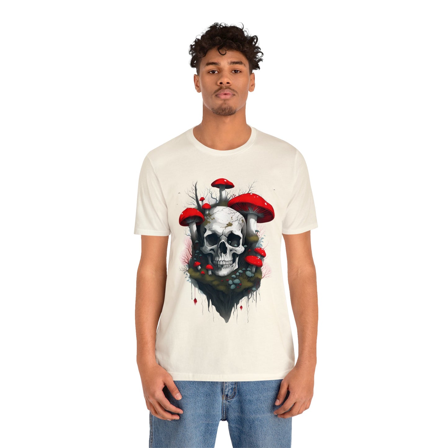 Mushrooms and Mossy Skull Unisex Jersey Short Sleeve Tee