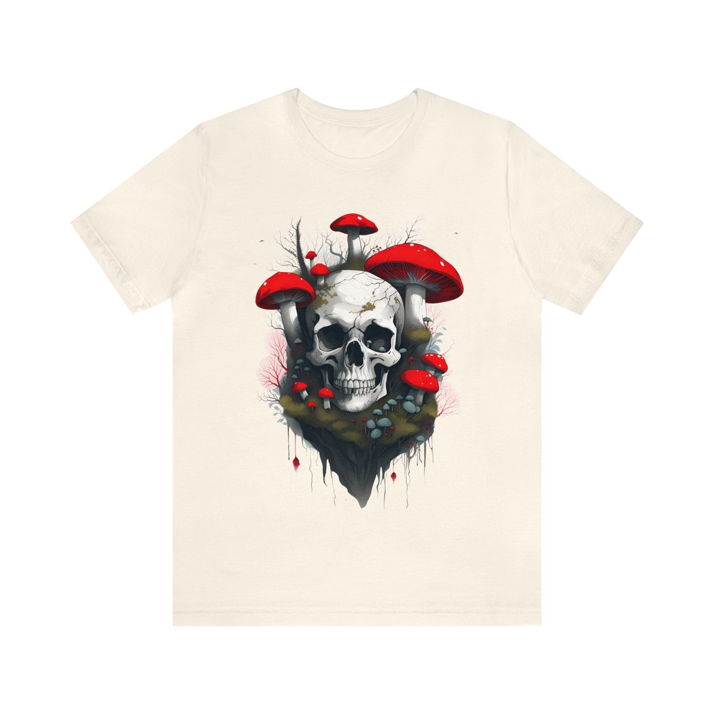 Mushrooms and Mossy Skull Unisex Jersey Short Sleeve Tee