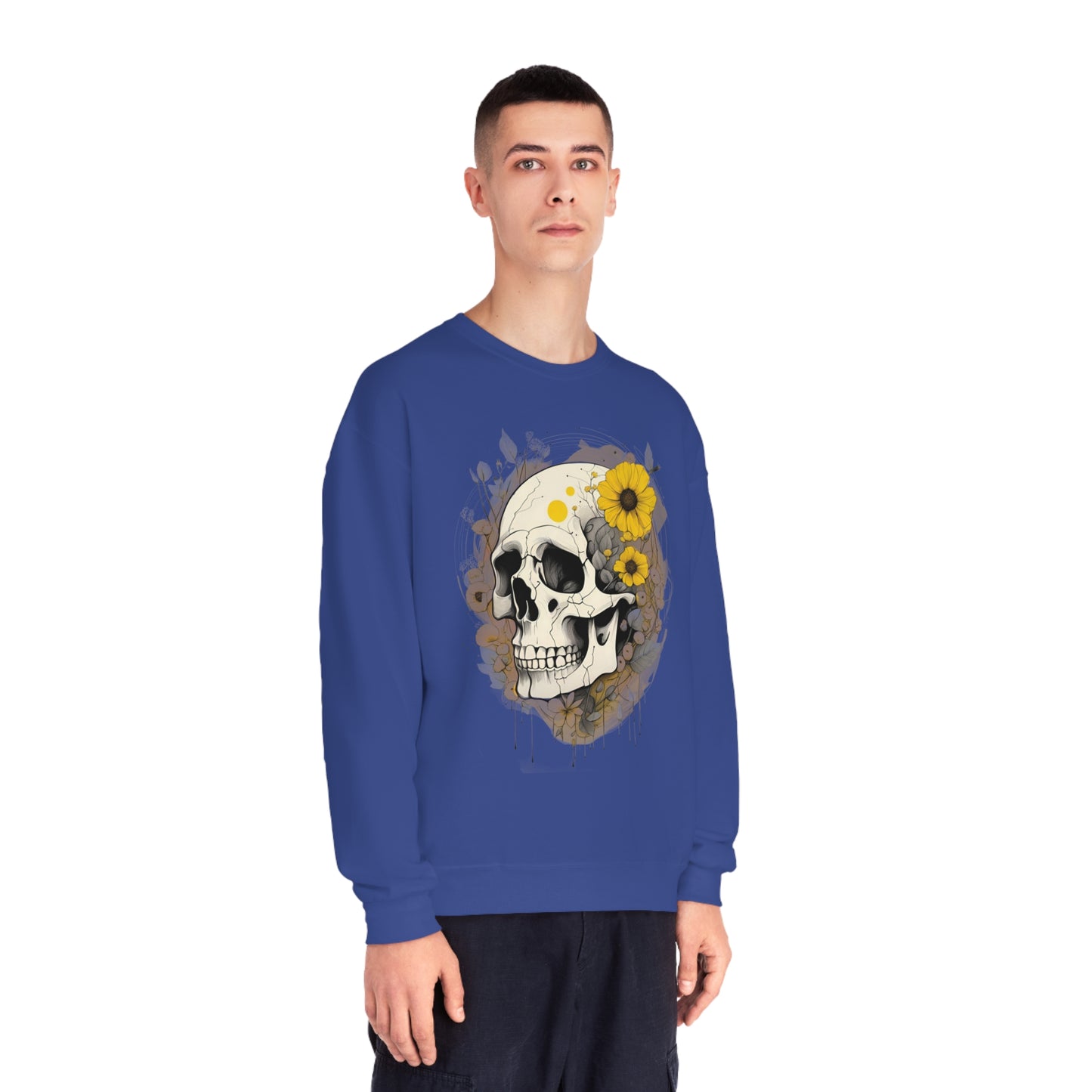 Yellow Floral Skull Unisex NuBlend® Crewneck Sweatshirt