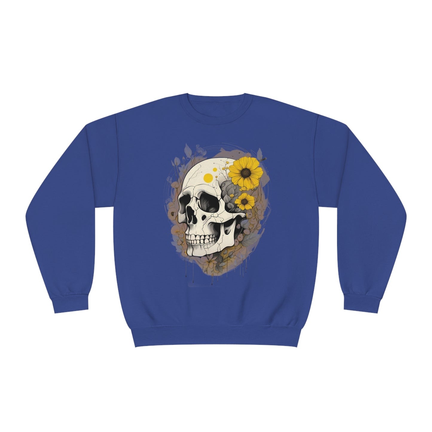 Yellow Floral Skull Unisex NuBlend® Crewneck Sweatshirt