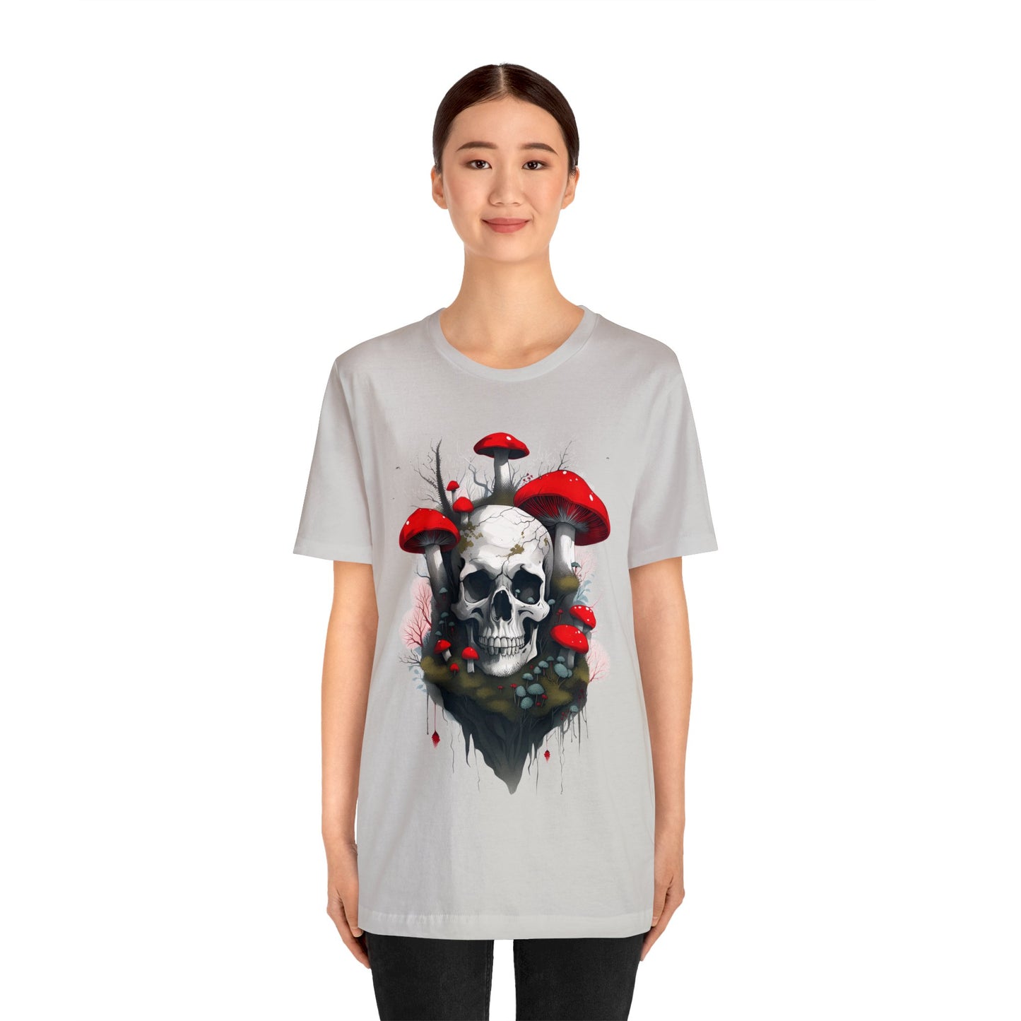 Mushrooms and Mossy Skull Unisex Jersey Short Sleeve Tee