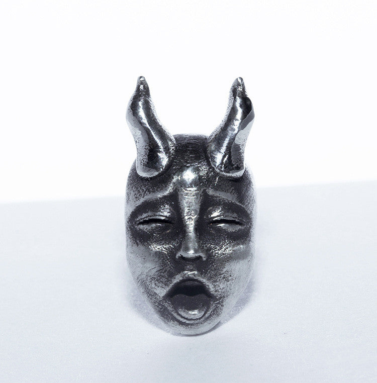 Horned Demon Baby Face Stud Earrings