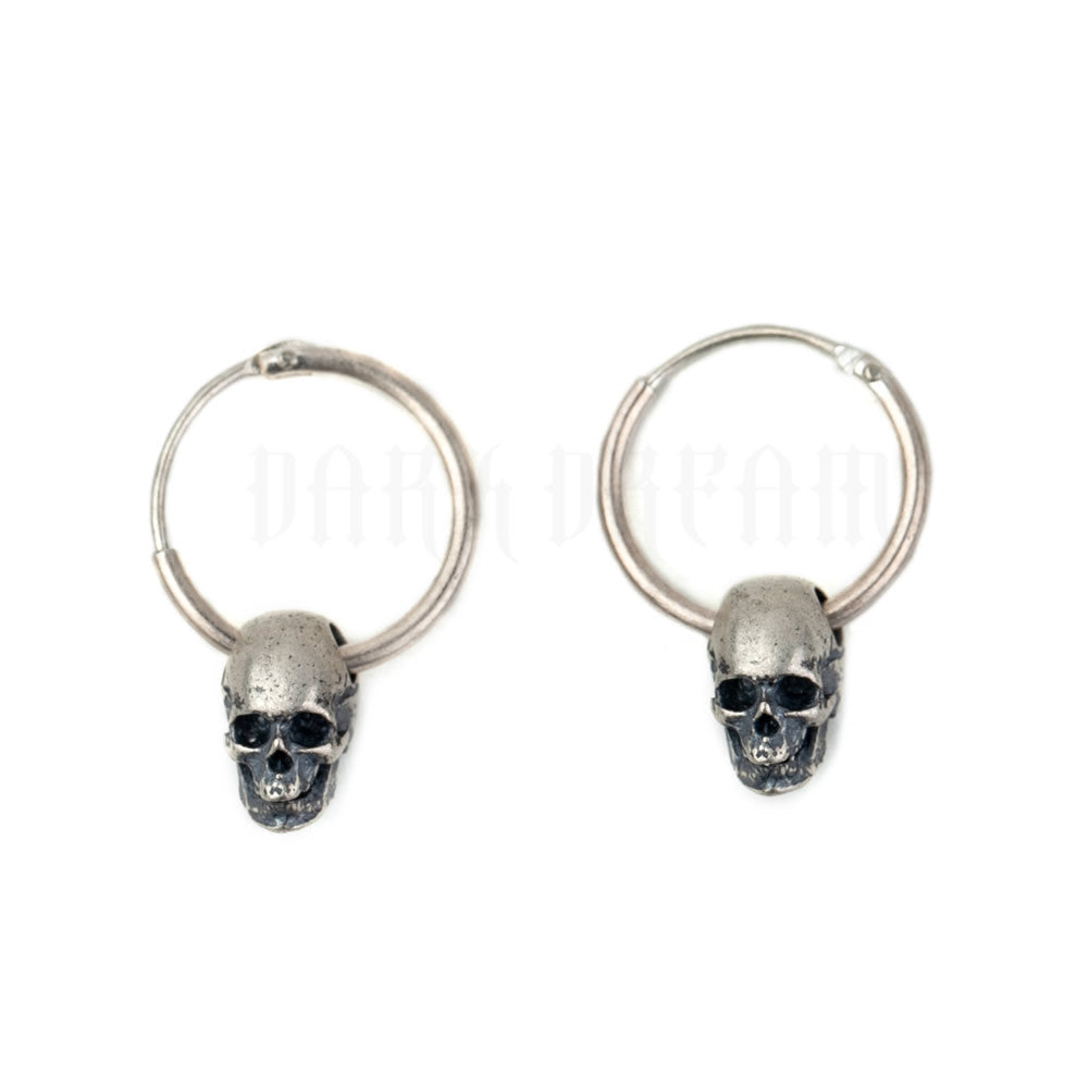 Silver Retro Skull Gothic Series Hypoallergenic Earrings