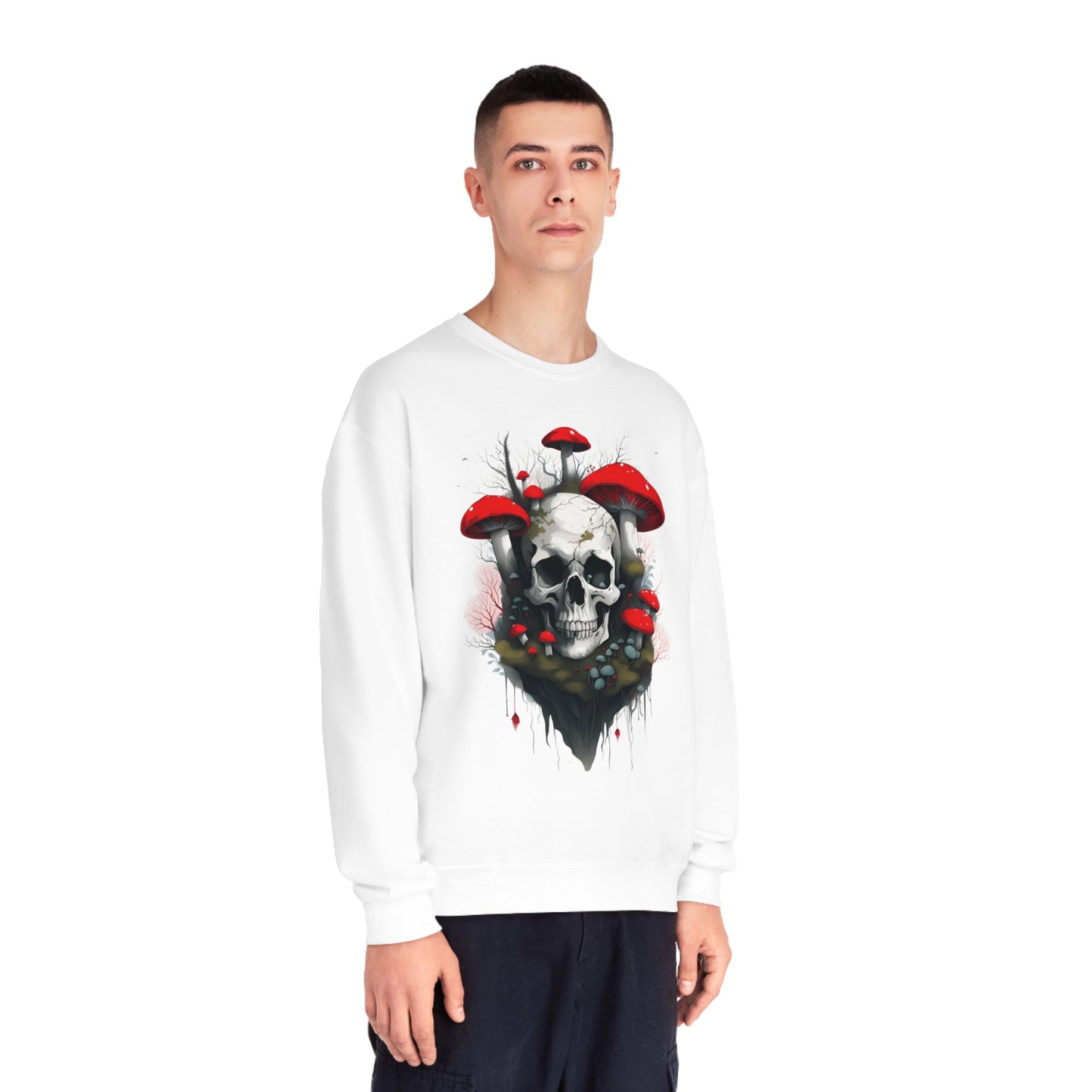 Mushrooms and Mossy Skull Unisex NuBlend® Crewneck Sweatshirt