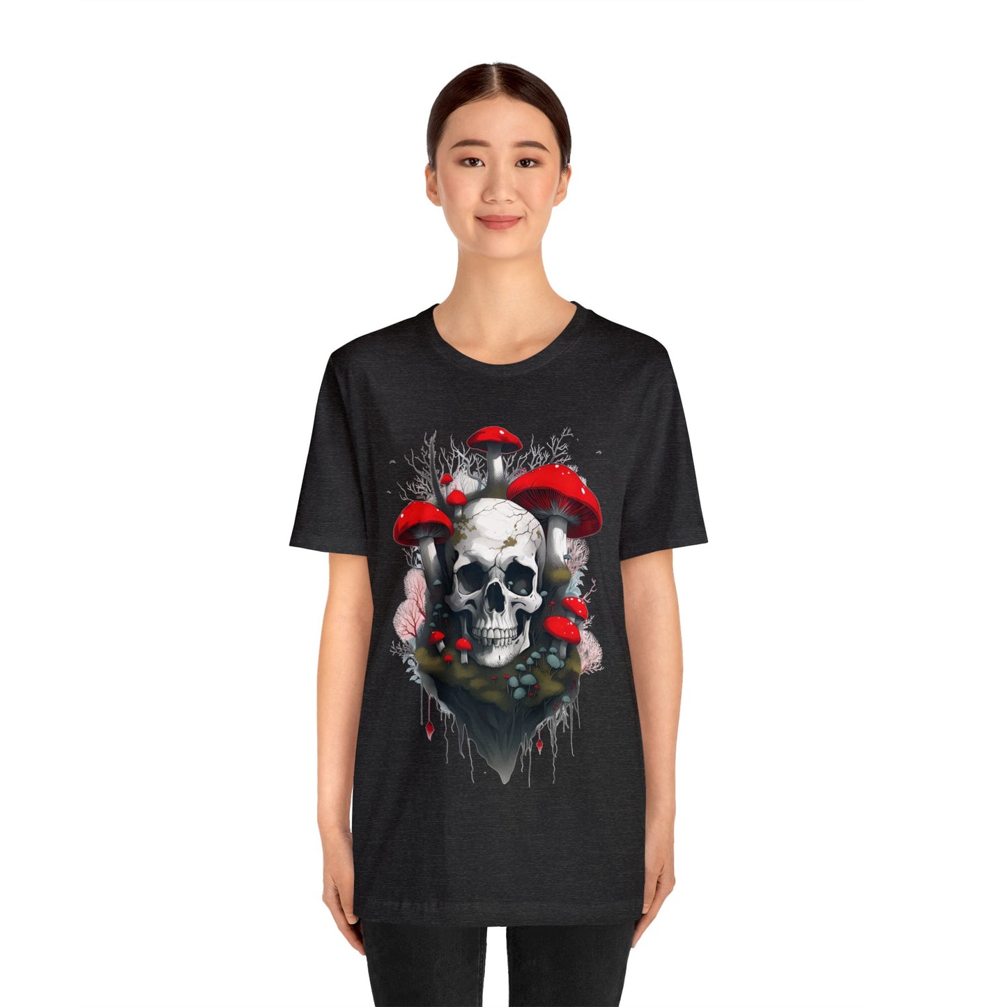 Mushrooms and Mossy Skull Unisex Jersey Short Sleeve Tee