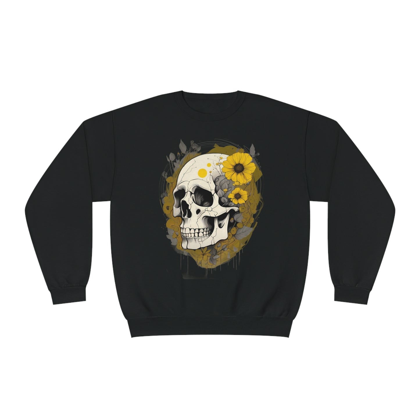 Yellow Floral Skull Unisex NuBlend® Crewneck Sweatshirt