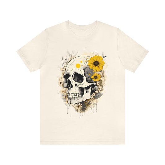 Yellow Floral Skull Unisex Jersey Short Sleeve Tee