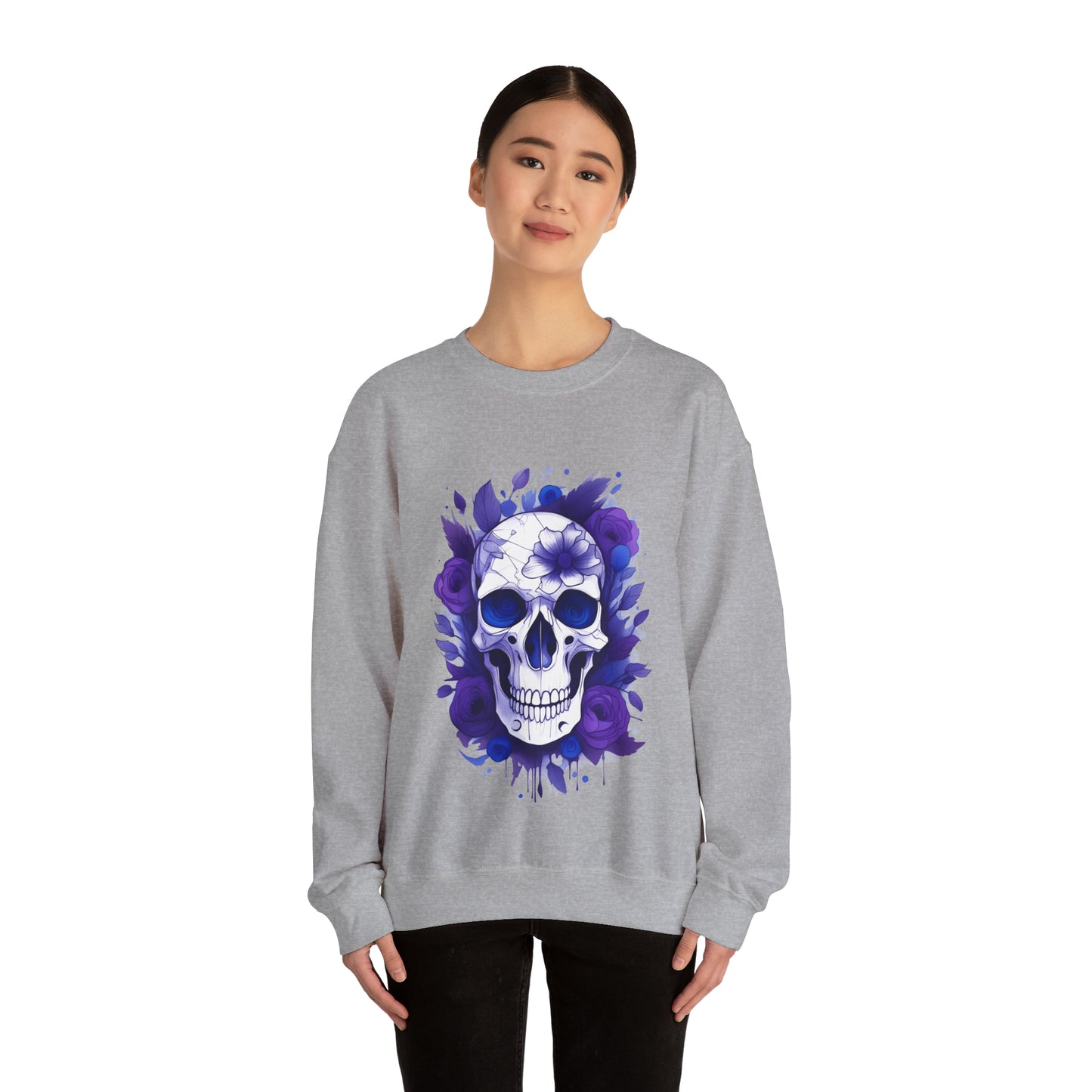 Skull and Flowers Unisex Heavy Blend™ Crewneck Sweatshirt