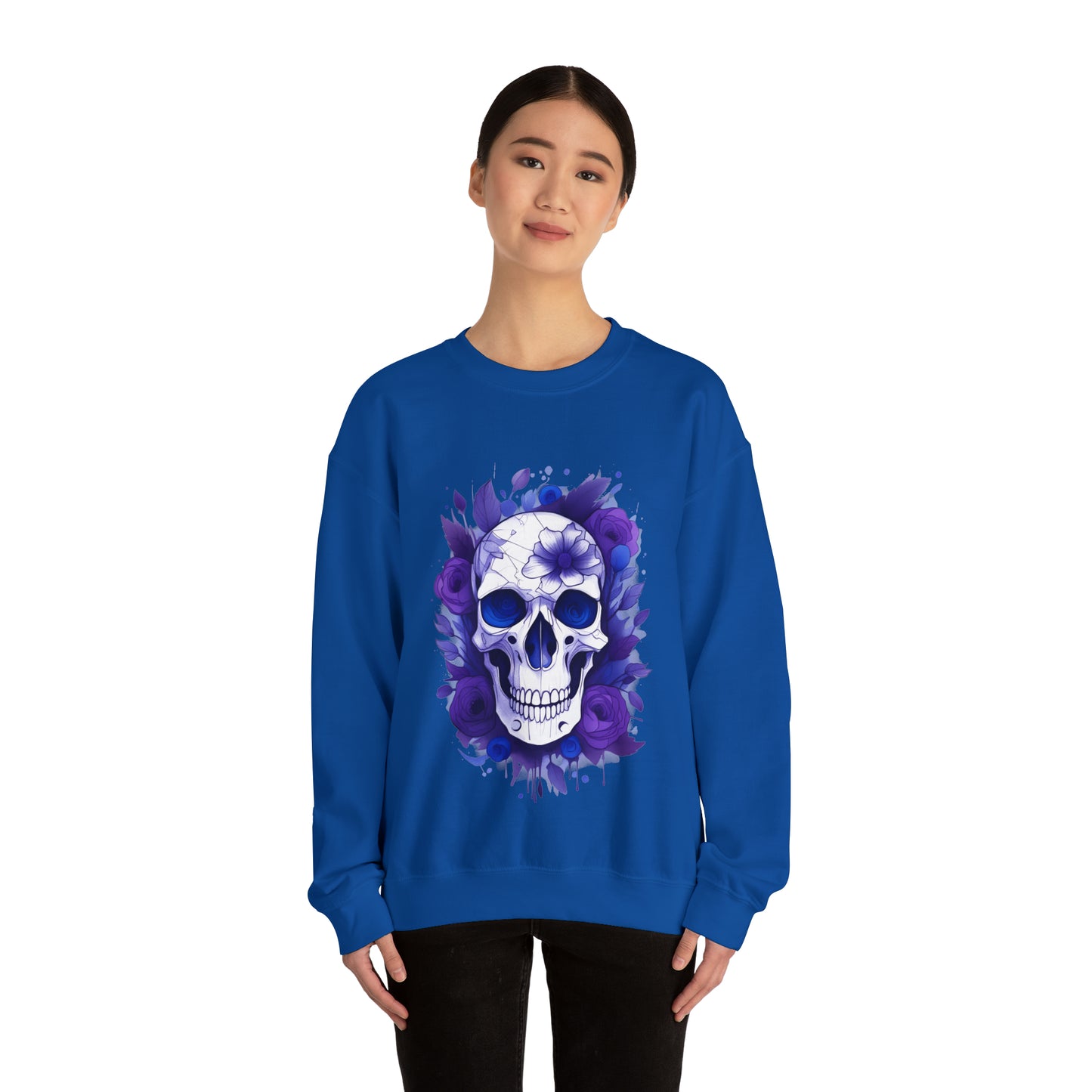 Skull and Flowers Unisex Heavy Blend™ Crewneck Sweatshirt