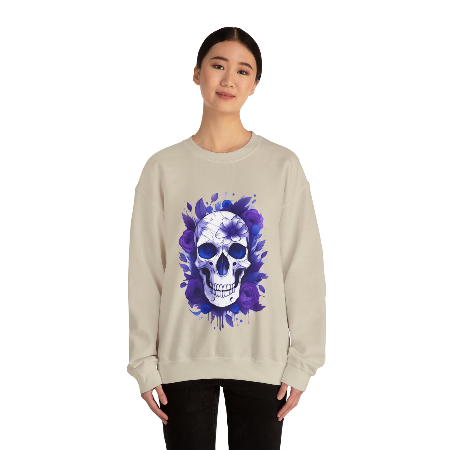 Skull and Flowers Unisex Heavy Blend™ Crewneck Sweatshirt