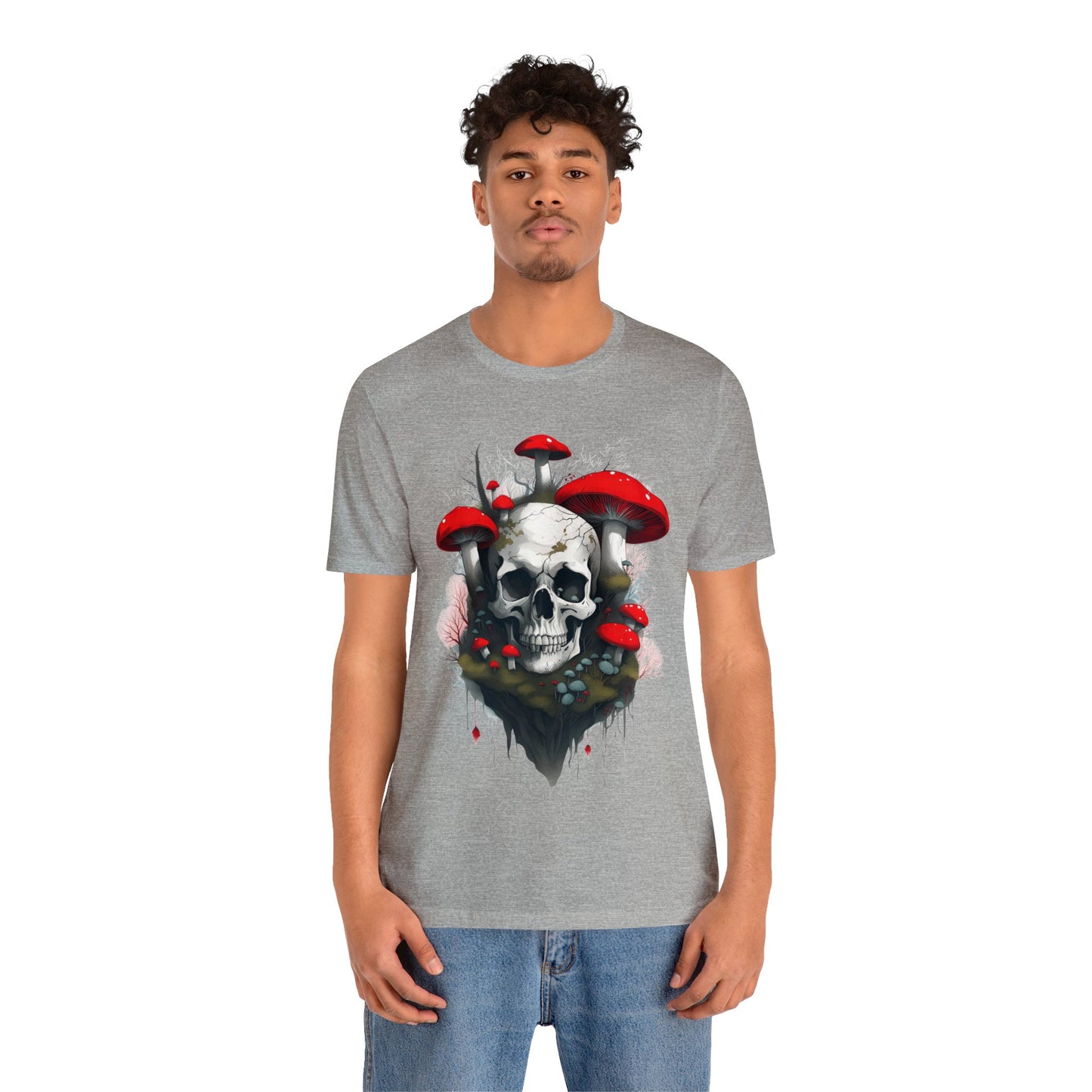 Mushrooms and Mossy Skull Unisex Jersey Short Sleeve Tee