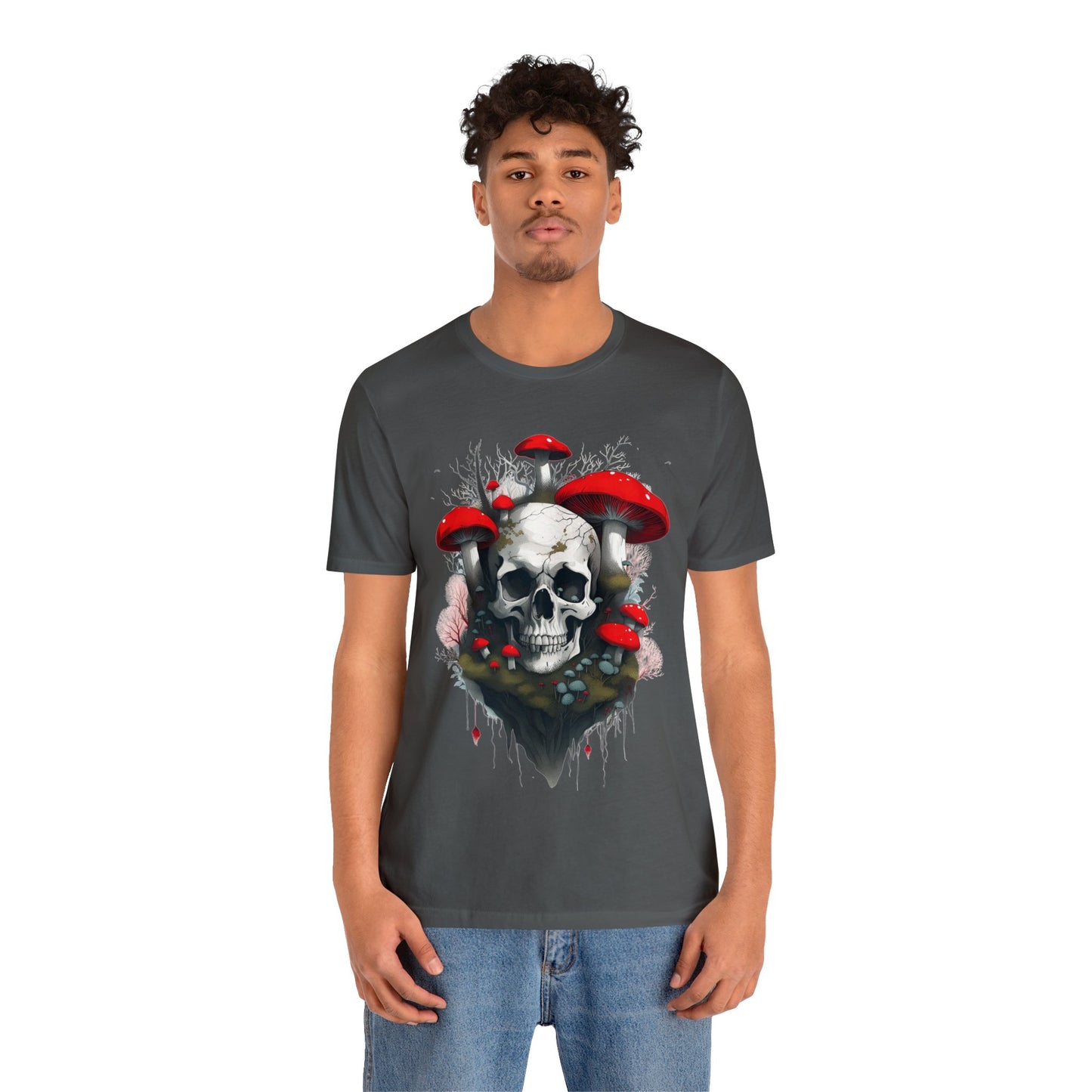 Mushrooms and Mossy Skull Unisex Jersey Short Sleeve Tee