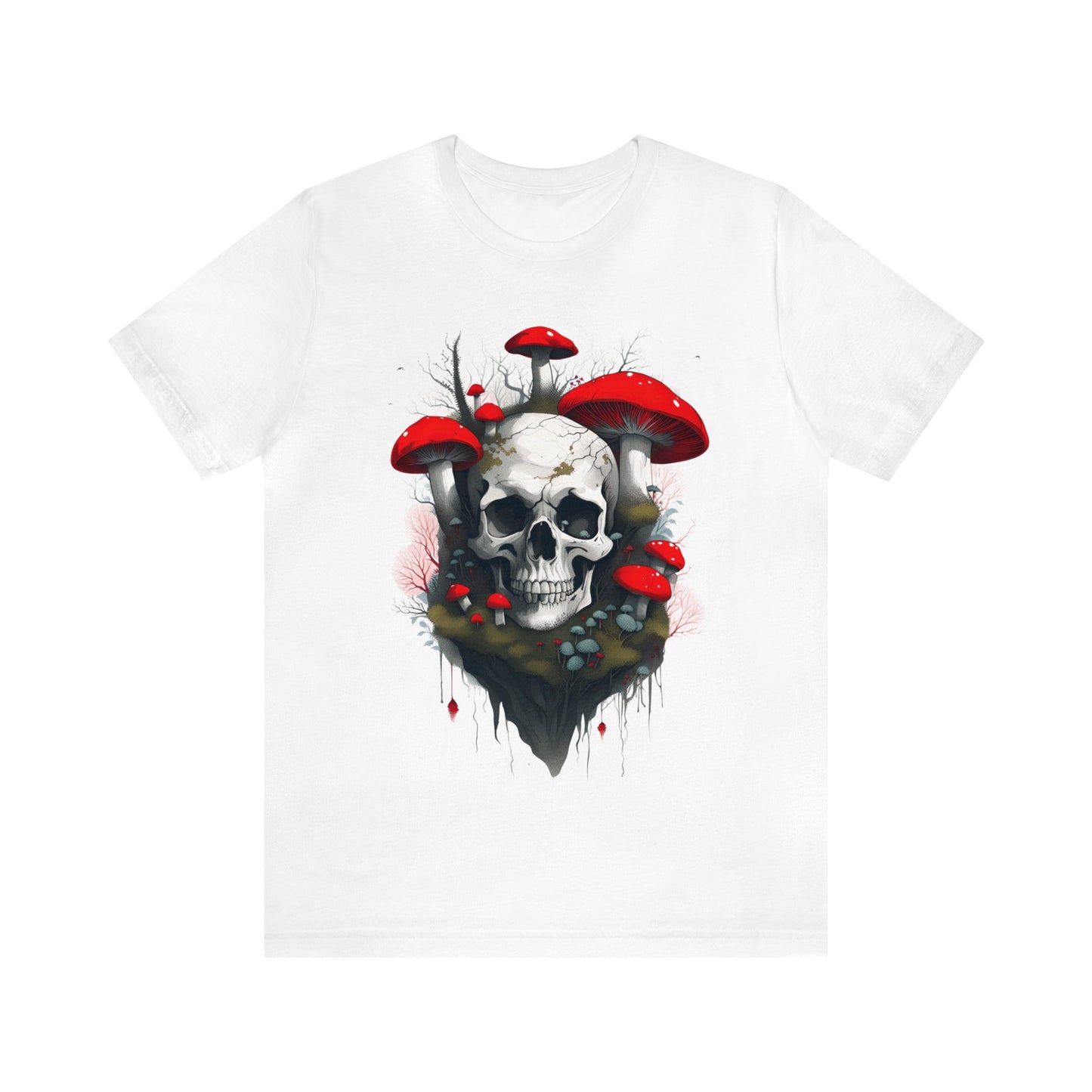 Mushrooms and Mossy Skull Unisex Jersey Short Sleeve Tee