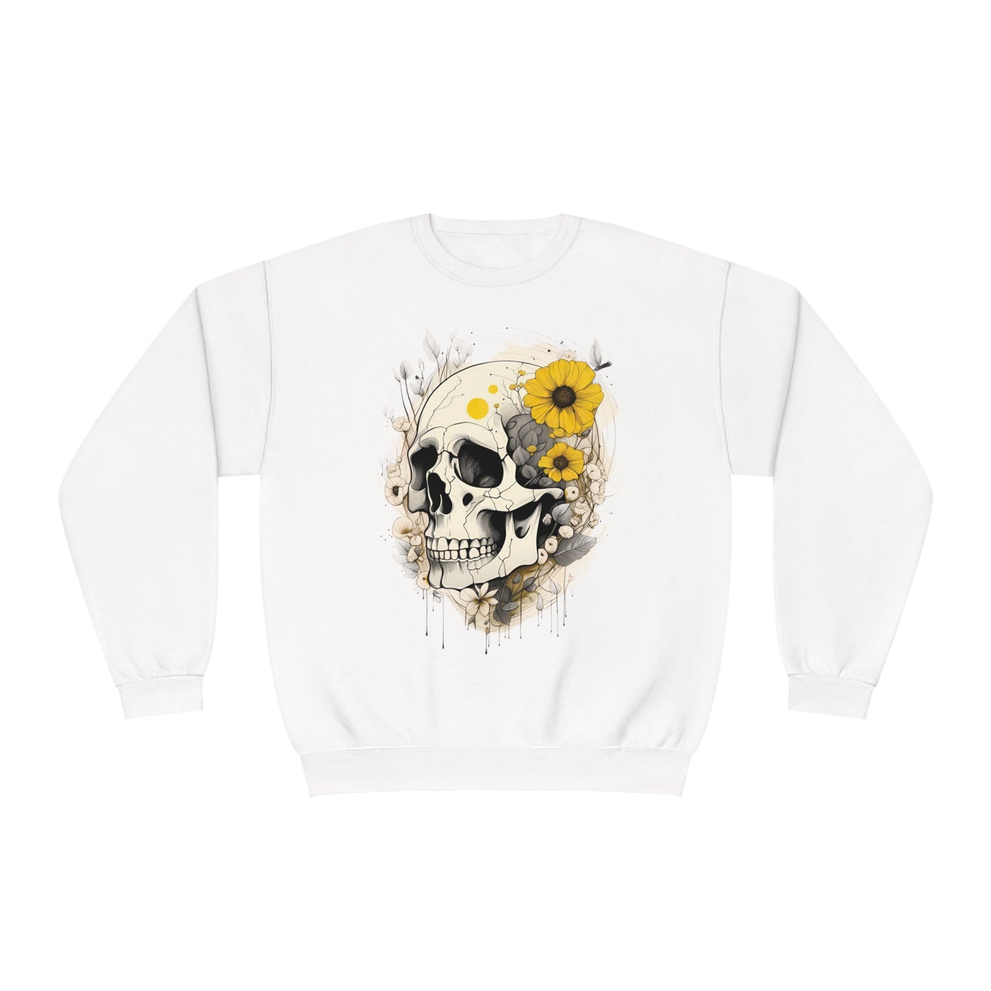 Yellow Floral Skull Unisex NuBlend® Crewneck Sweatshirt