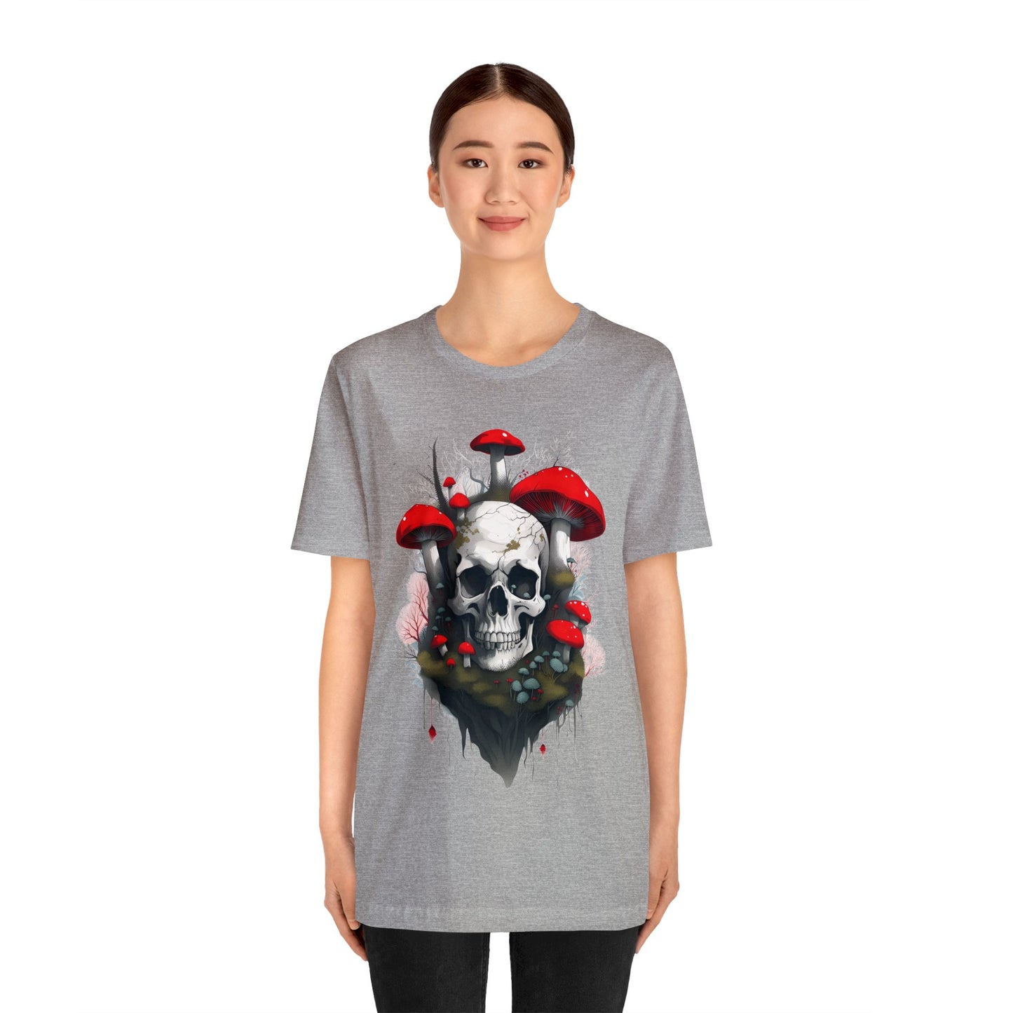 Mushrooms and Mossy Skull Unisex Jersey Short Sleeve Tee