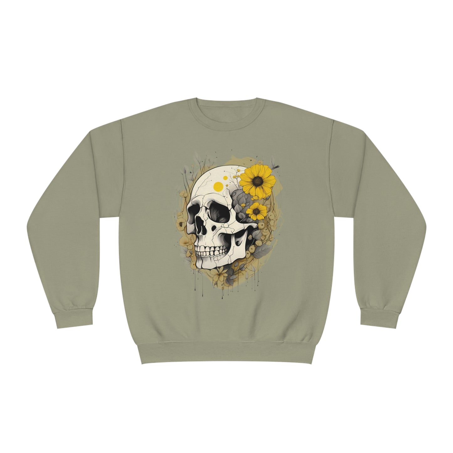 Yellow Floral Skull Unisex NuBlend® Crewneck Sweatshirt