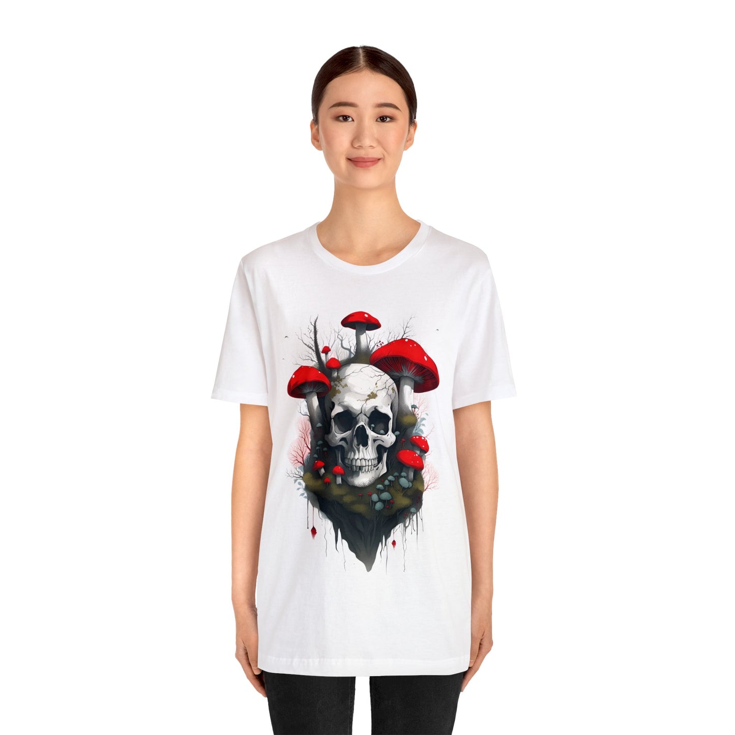 Mushrooms and Mossy Skull Unisex Jersey Short Sleeve Tee