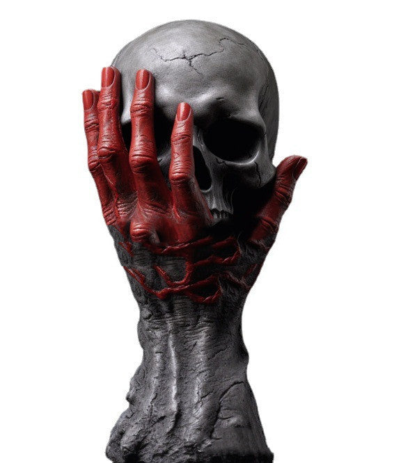 Macabre Hand & Skull Resin Decor
