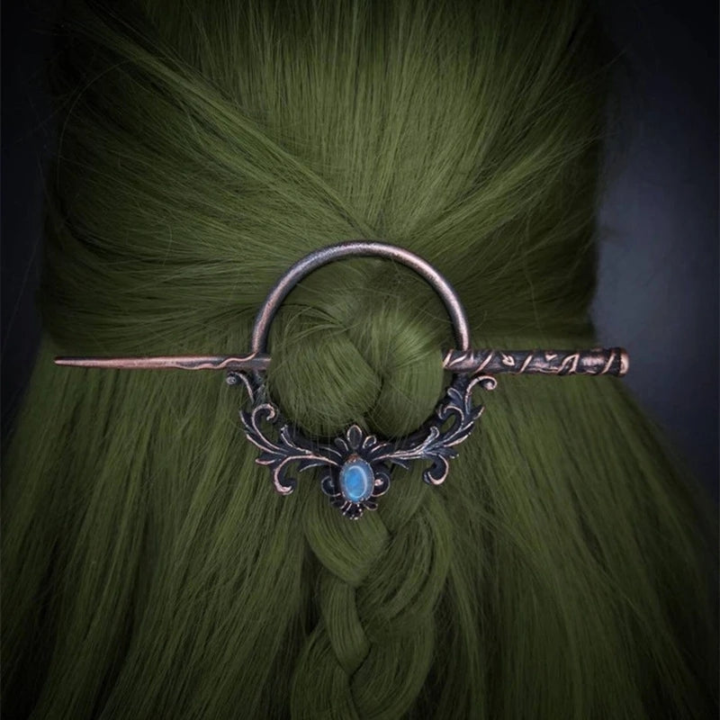 Deer Skull/ Moonstone Women's Hairpin