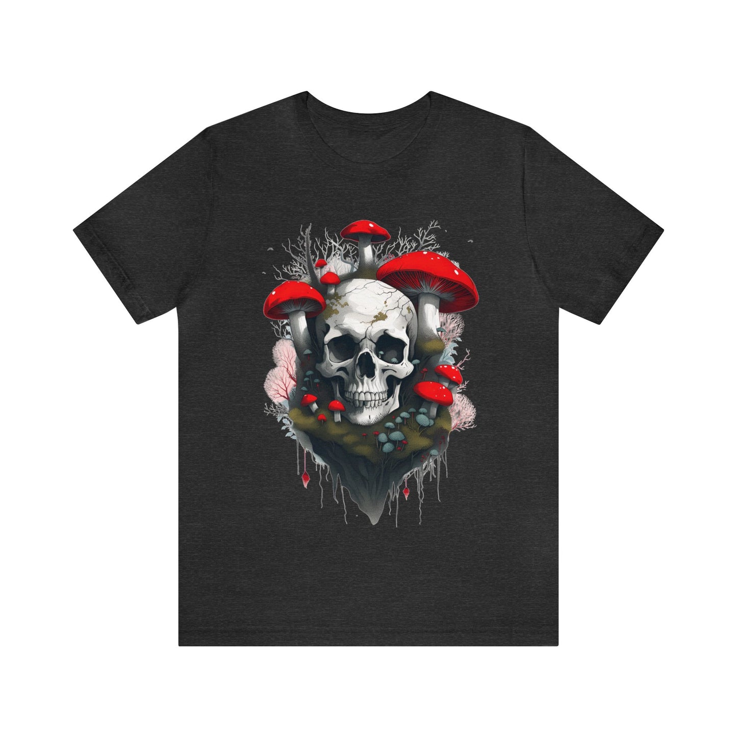 Mushrooms and Mossy Skull Unisex Jersey Short Sleeve Tee