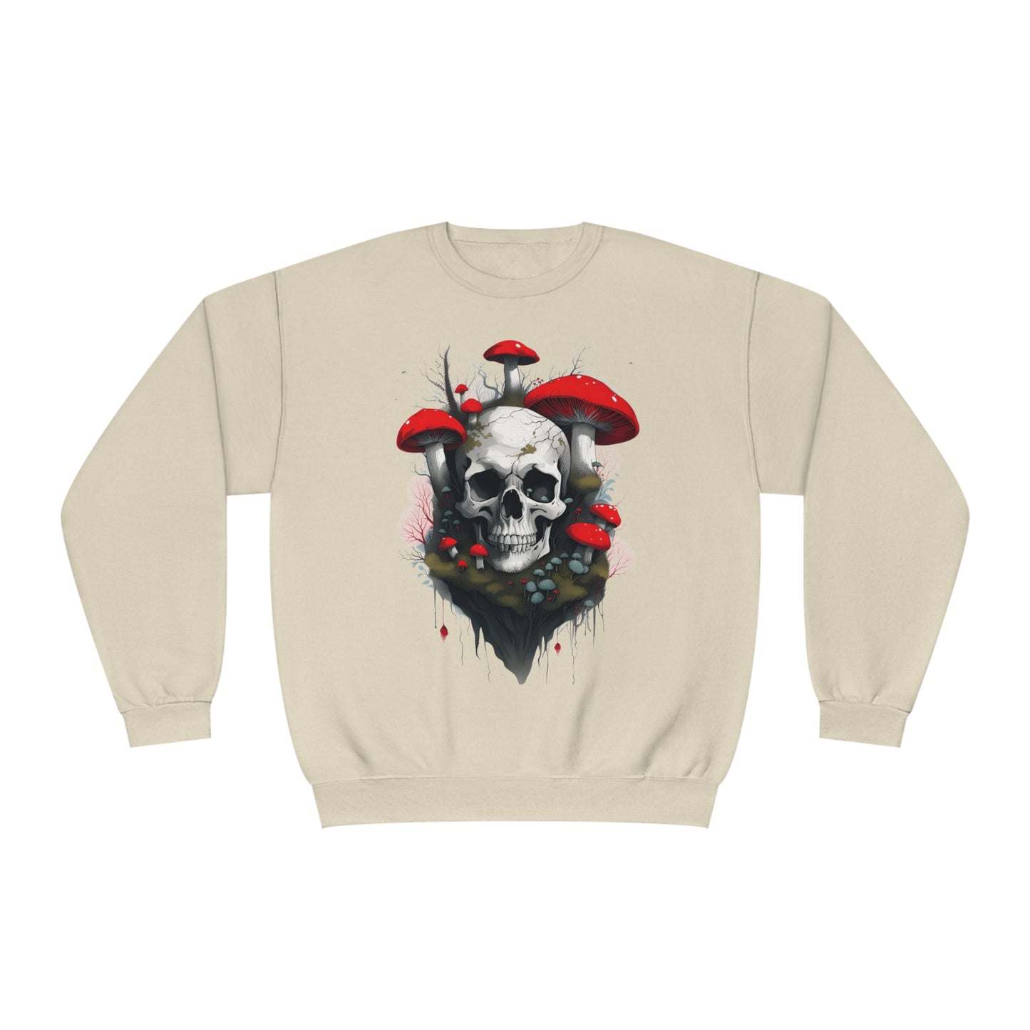 Mushrooms and Mossy Skull Unisex NuBlend® Crewneck Sweatshirt