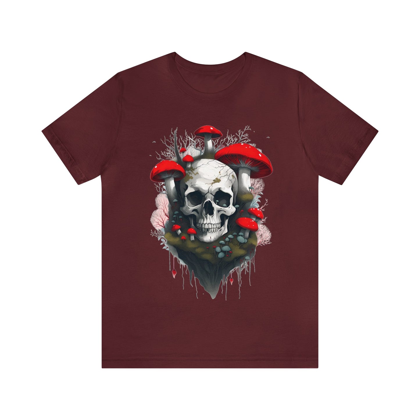 Mushrooms and Mossy Skull Unisex Jersey Short Sleeve Tee