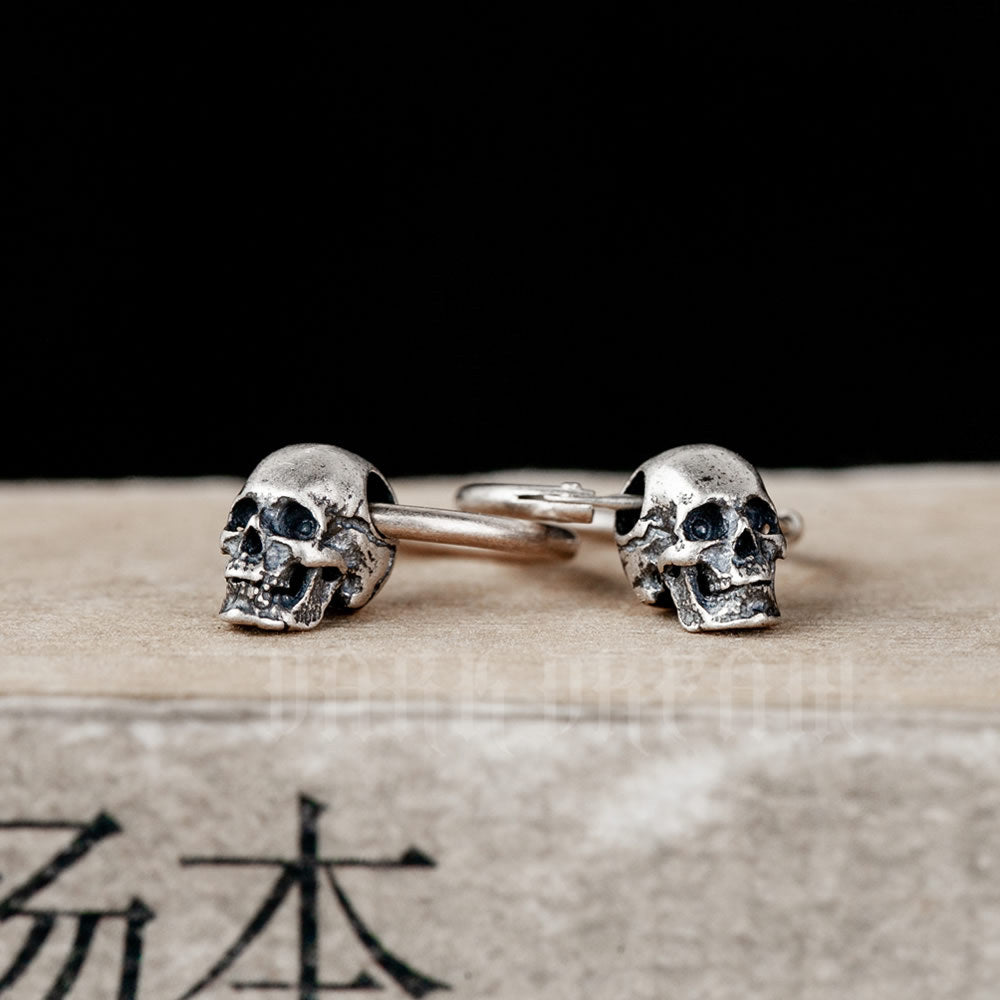 Silver Retro Skull Gothic Series Hypoallergenic Earrings