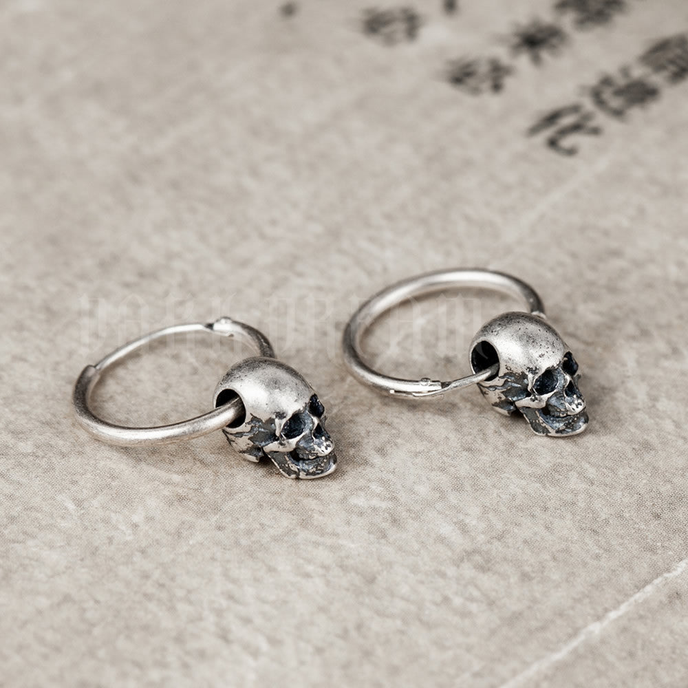 Silver Retro Skull Gothic Series Hypoallergenic Earrings
